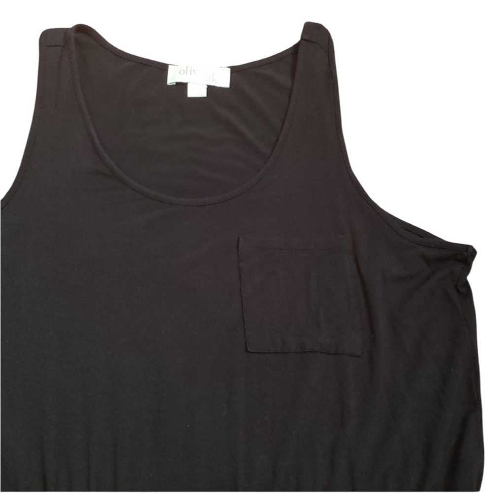 Olive &‎ Oak Black Scoop Neck Tank Style Dress w Drawstring Waist - Picture 3 of 6